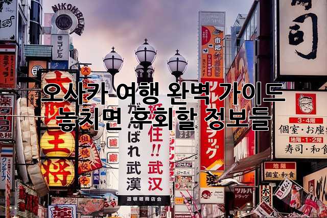오사카 여행 완벽 가이드: 놓치면 후회할 정보들!