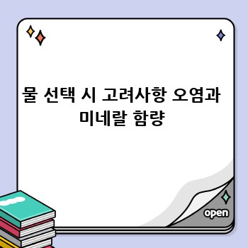 물 선택 시 고려사항 오염과 미네랄 함량