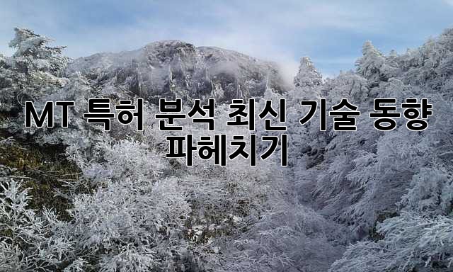 MT 특허 분석: 최신 기술 동향 파헤치기