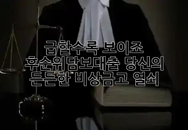 급할수록 보이죠? 후순위담보대출, 당신의 든든한 비상금고 열쇠 🗝️