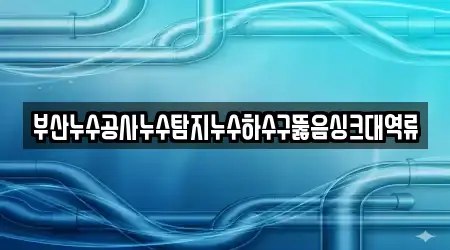 부산누수공사누수탐지누수하수구뚫음싱크대역류