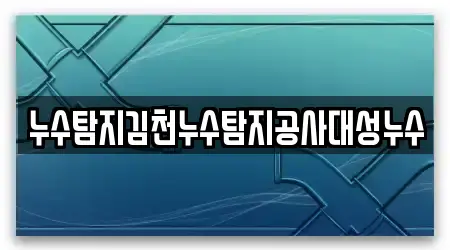 누수탐지김천누수탐지공사대성누수