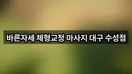 바른자세 체형교정 마사지 대구 수성점